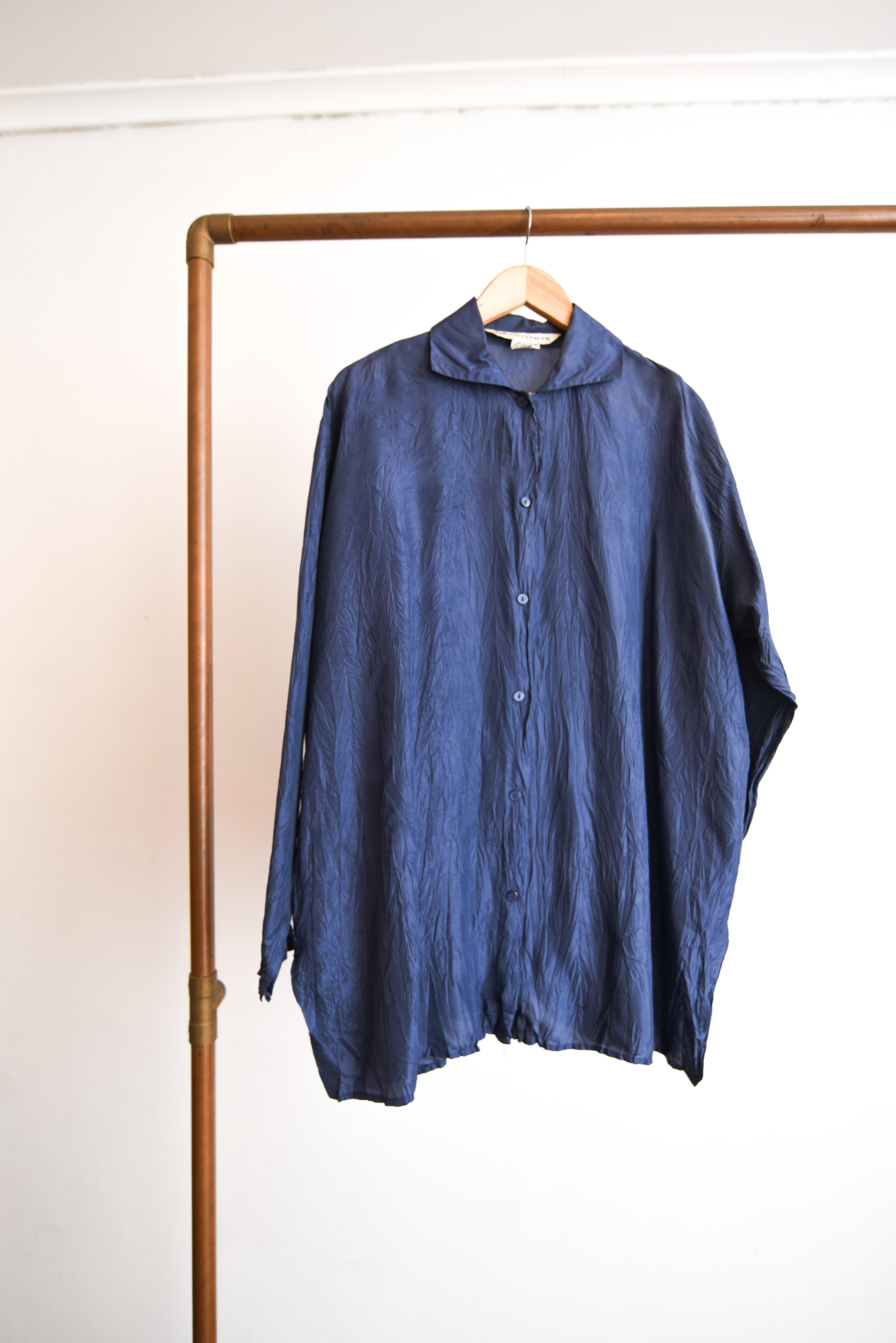 Blusa azul piedra seda 90s