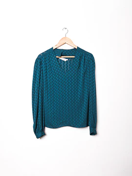 Blusa azul piedra vintage cuadros
