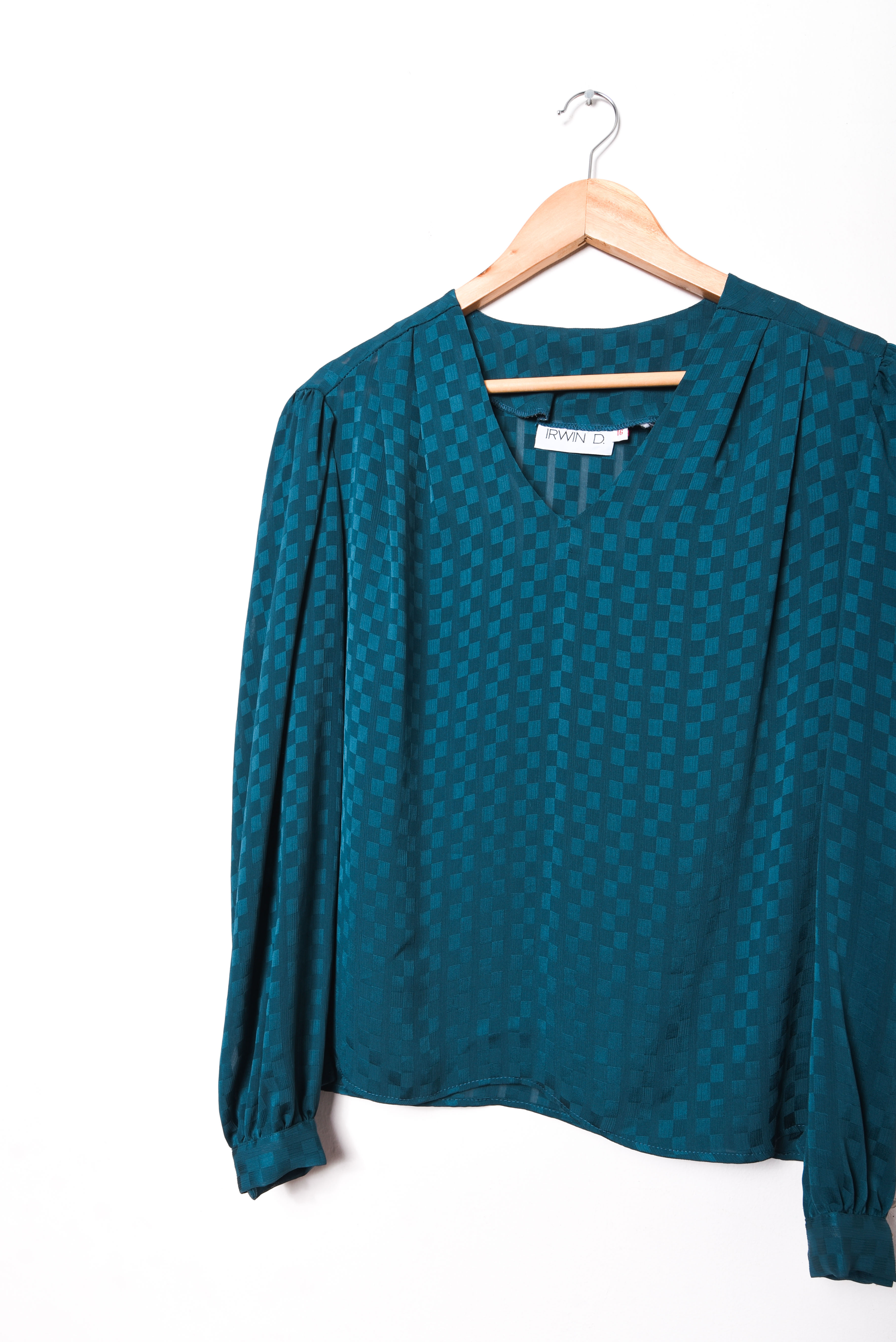 Blusa azul piedra vintage cuadros