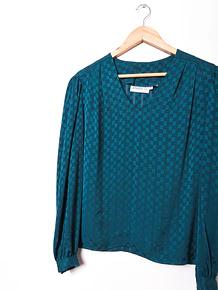 Blusa azul piedra vintage cuadros