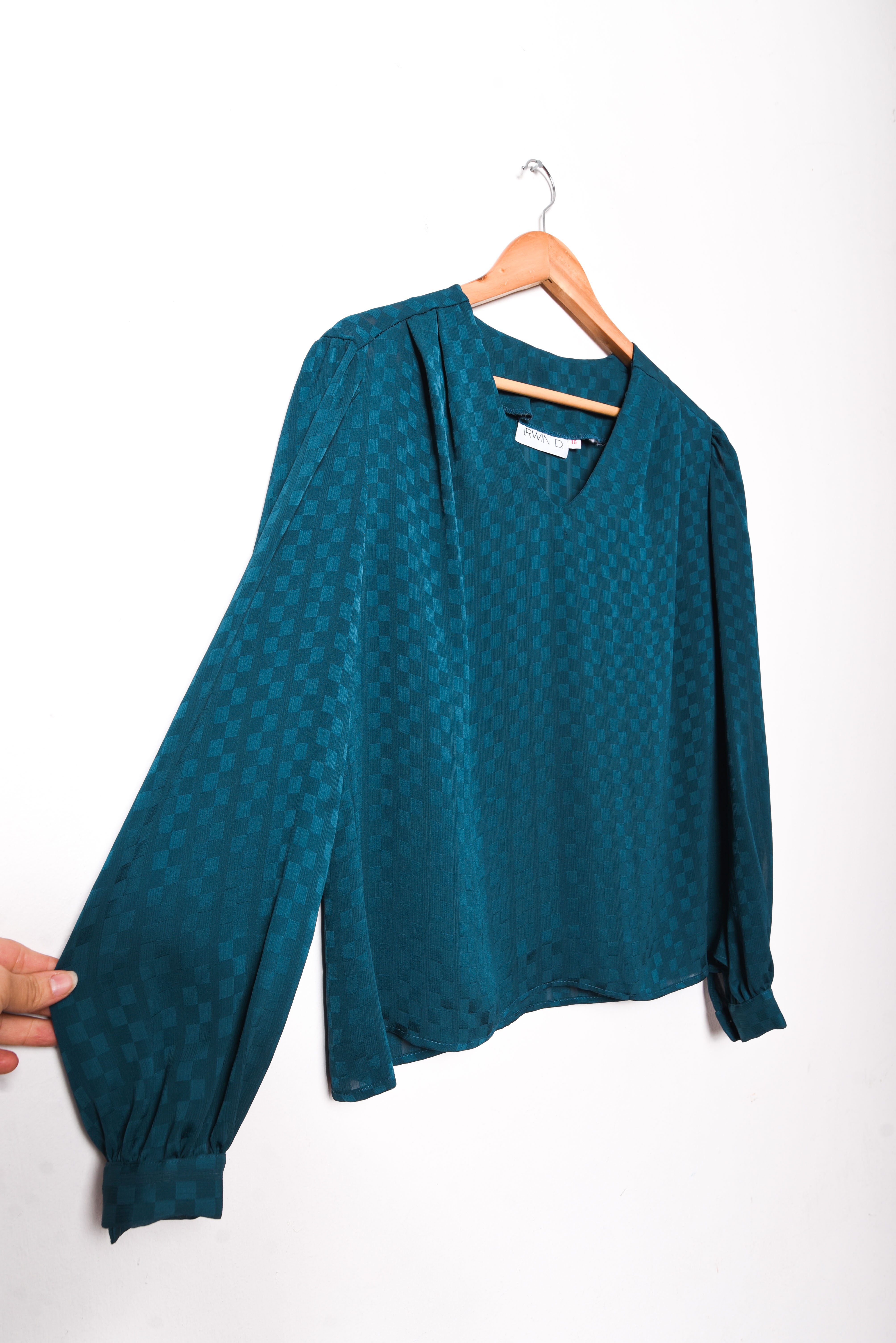 Blusa azul piedra vintage cuadros
