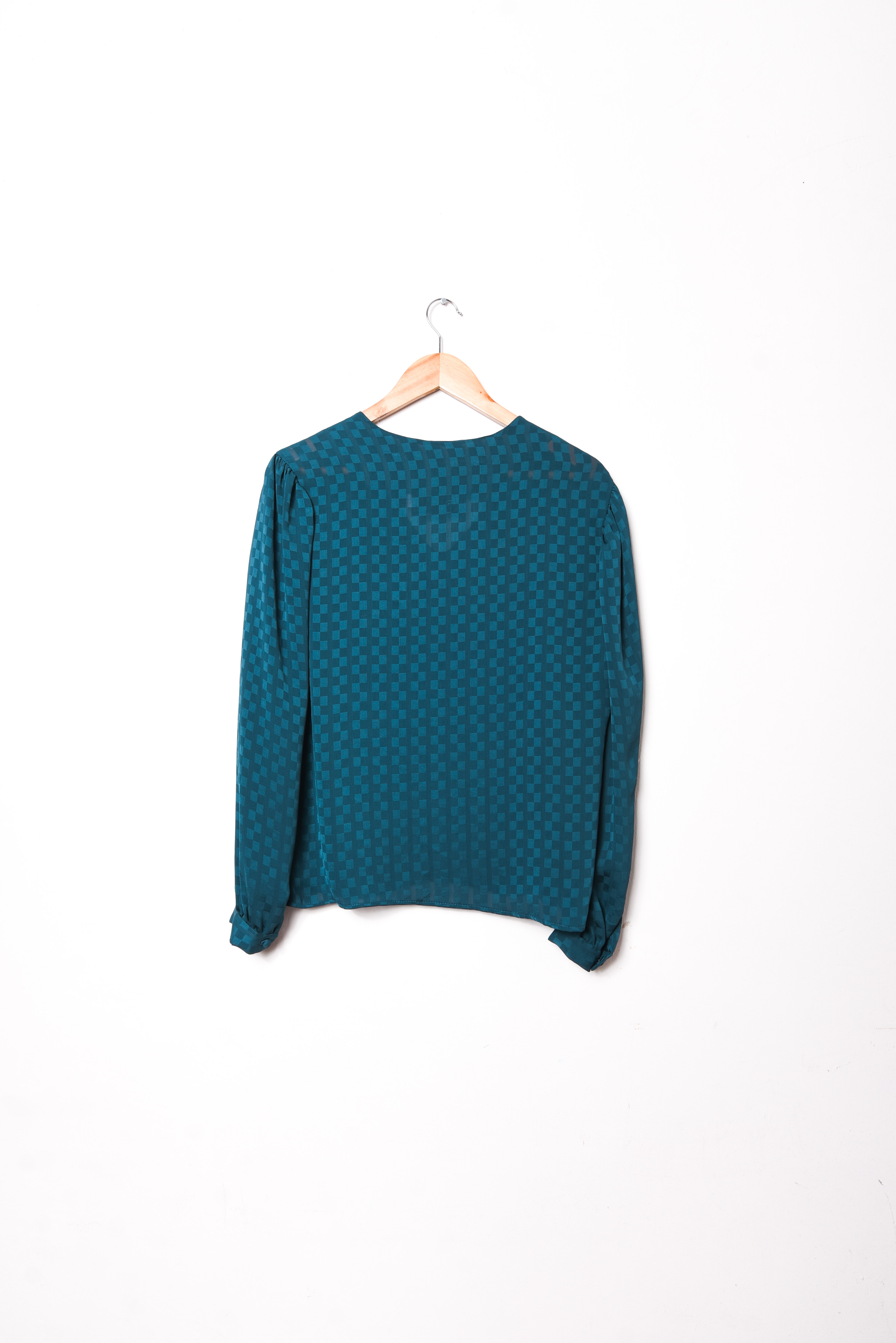 Blusa azul piedra vintage cuadros