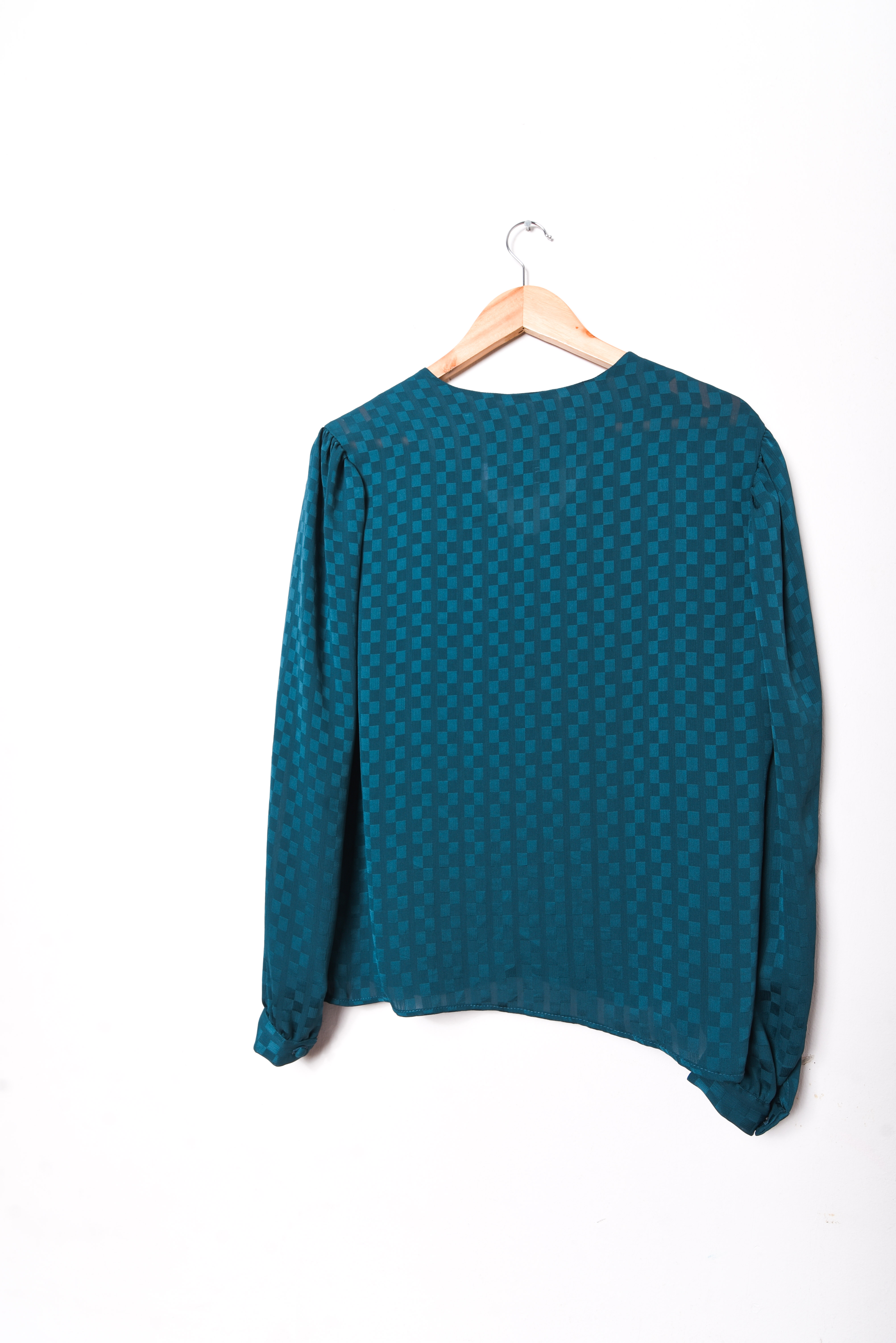 Blusa azul piedra vintage cuadros