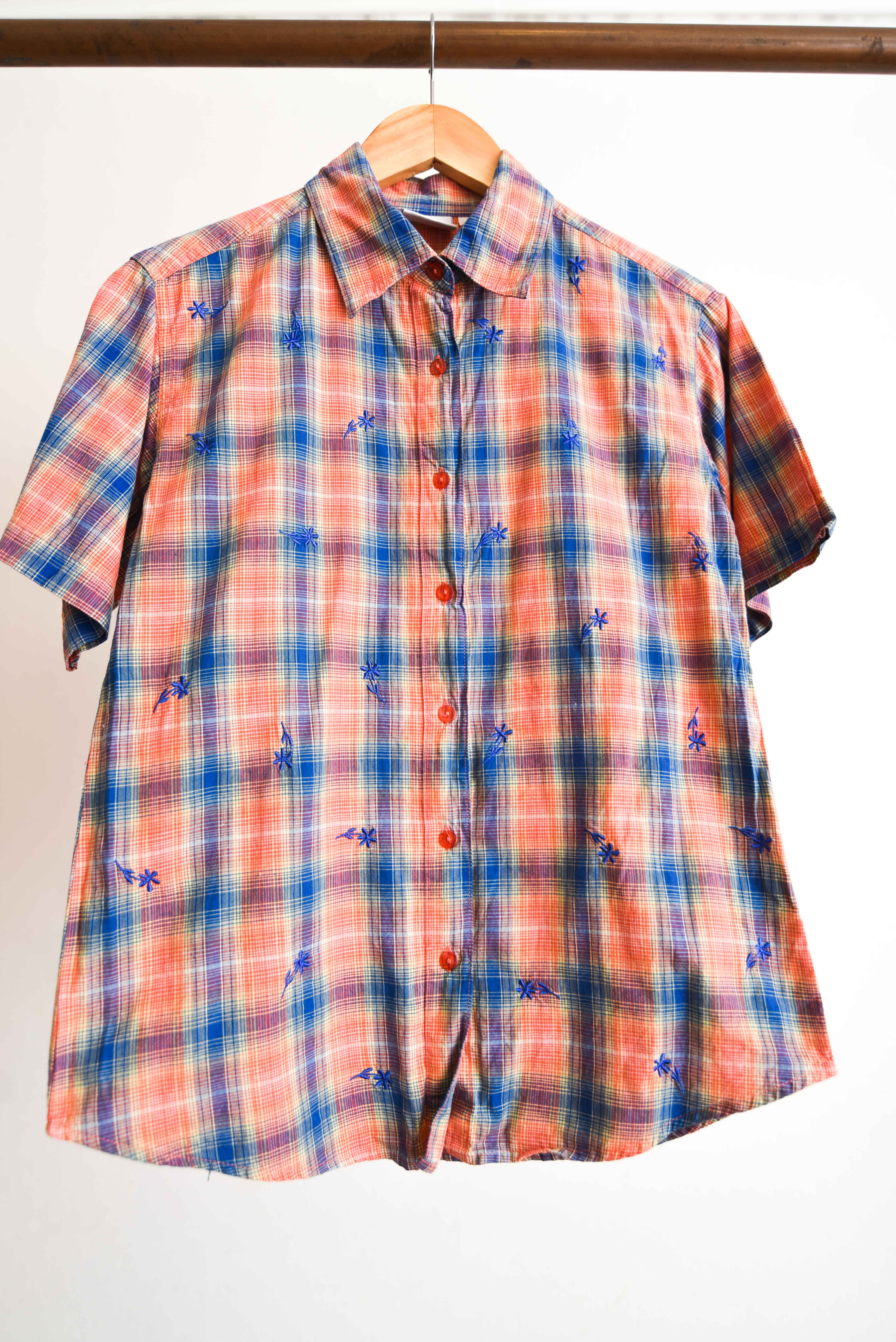 Camisa tartán bordada 90s