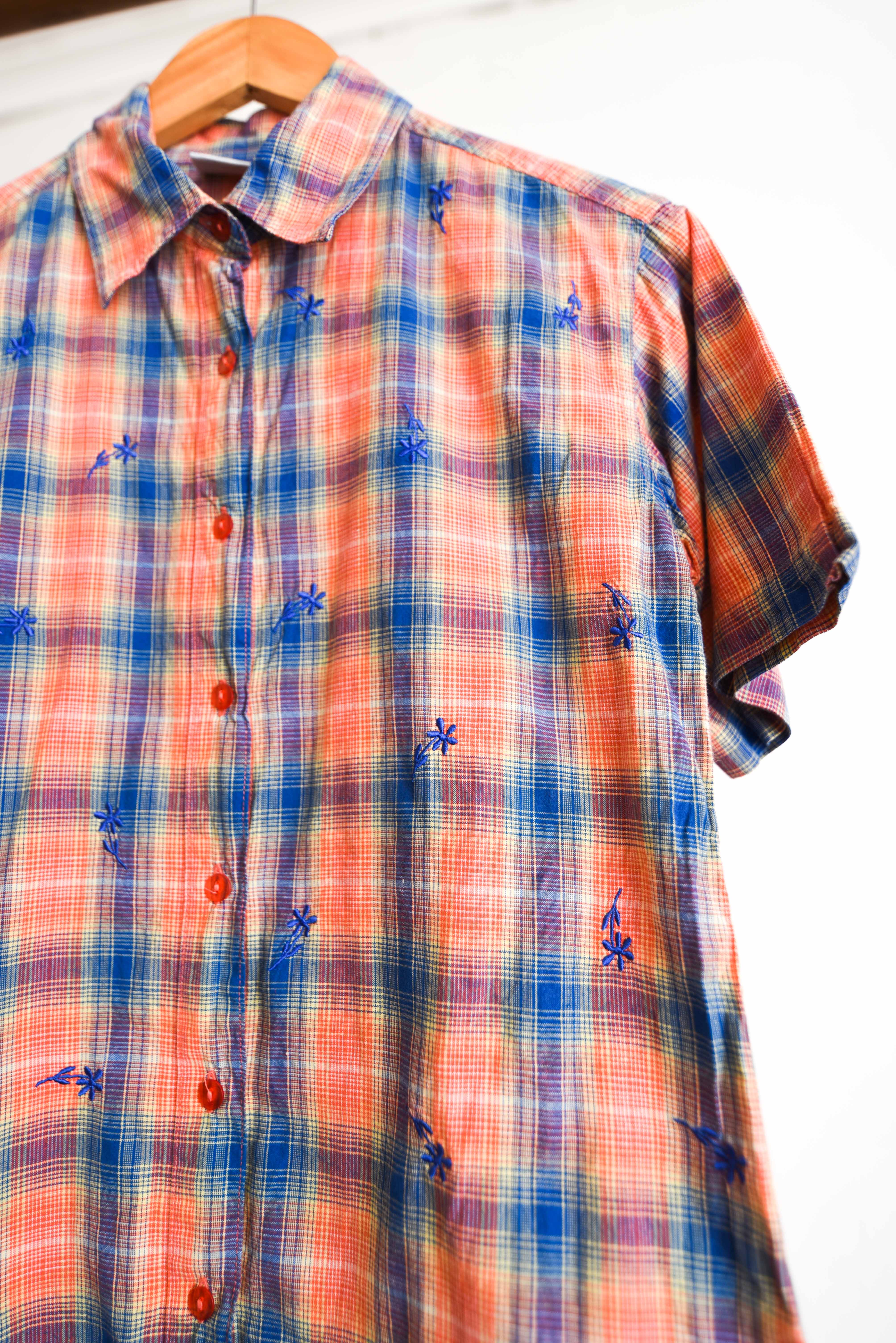 Camisa tartán bordada 90s