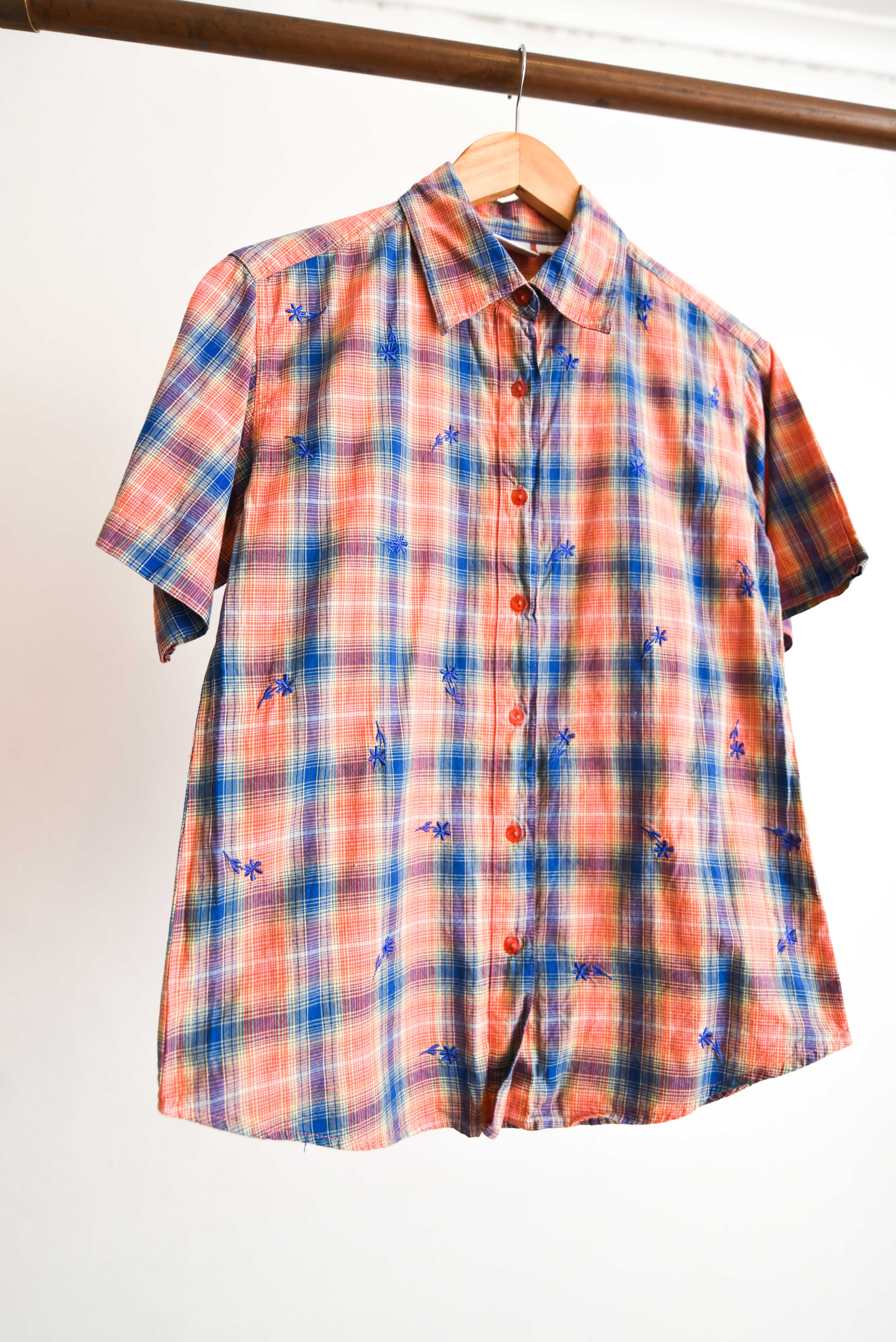 Camisa tartán bordada 90s