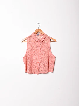 Blusa coral encaje crop