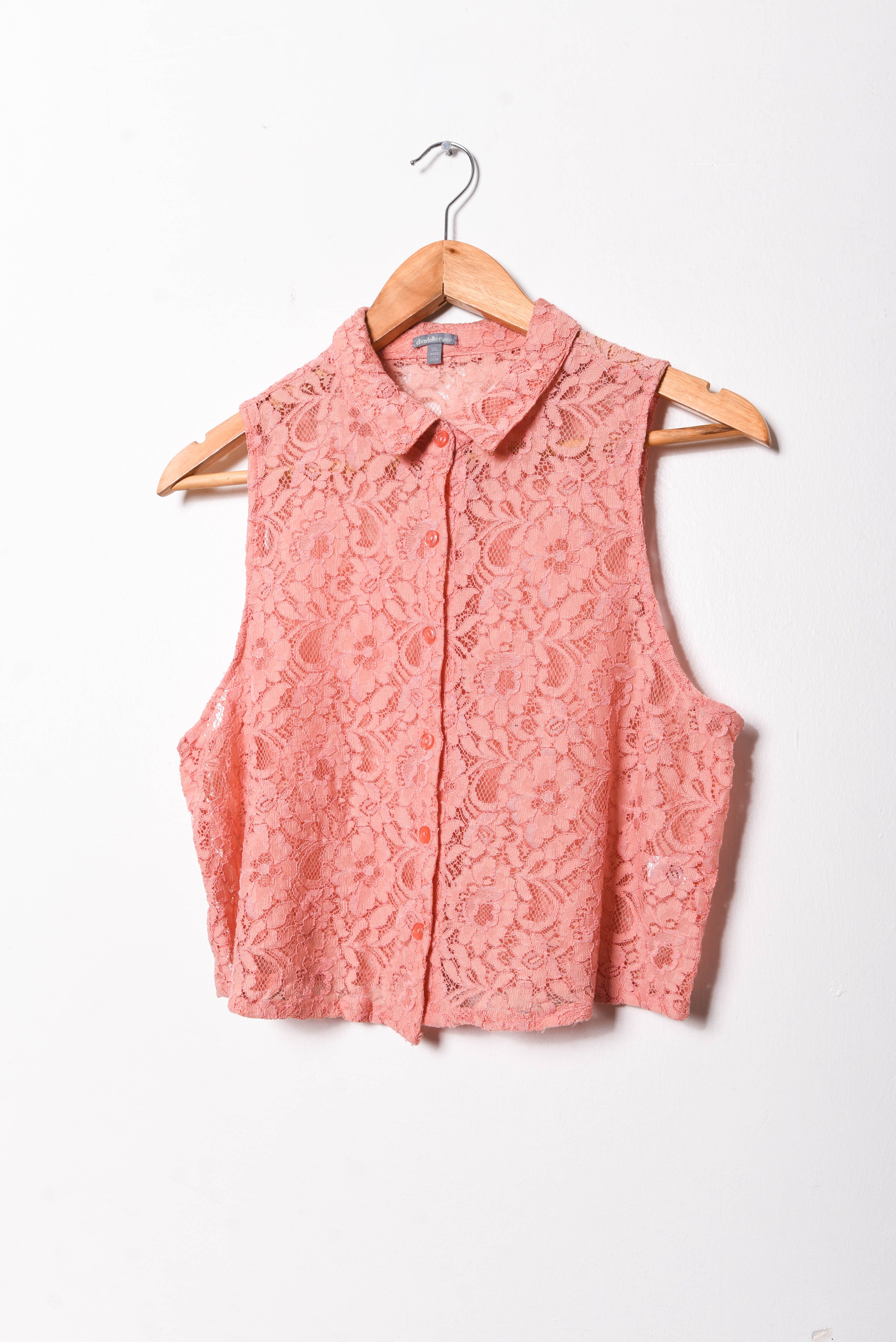 Blusa coral encaje crop