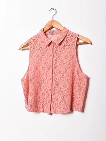 Blusa coral encaje crop