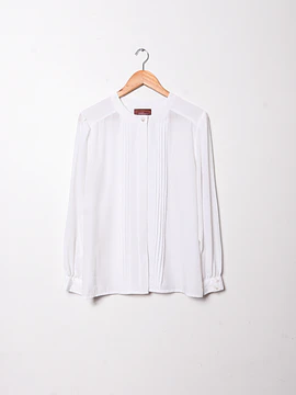 Blusa blanca plisada vintage