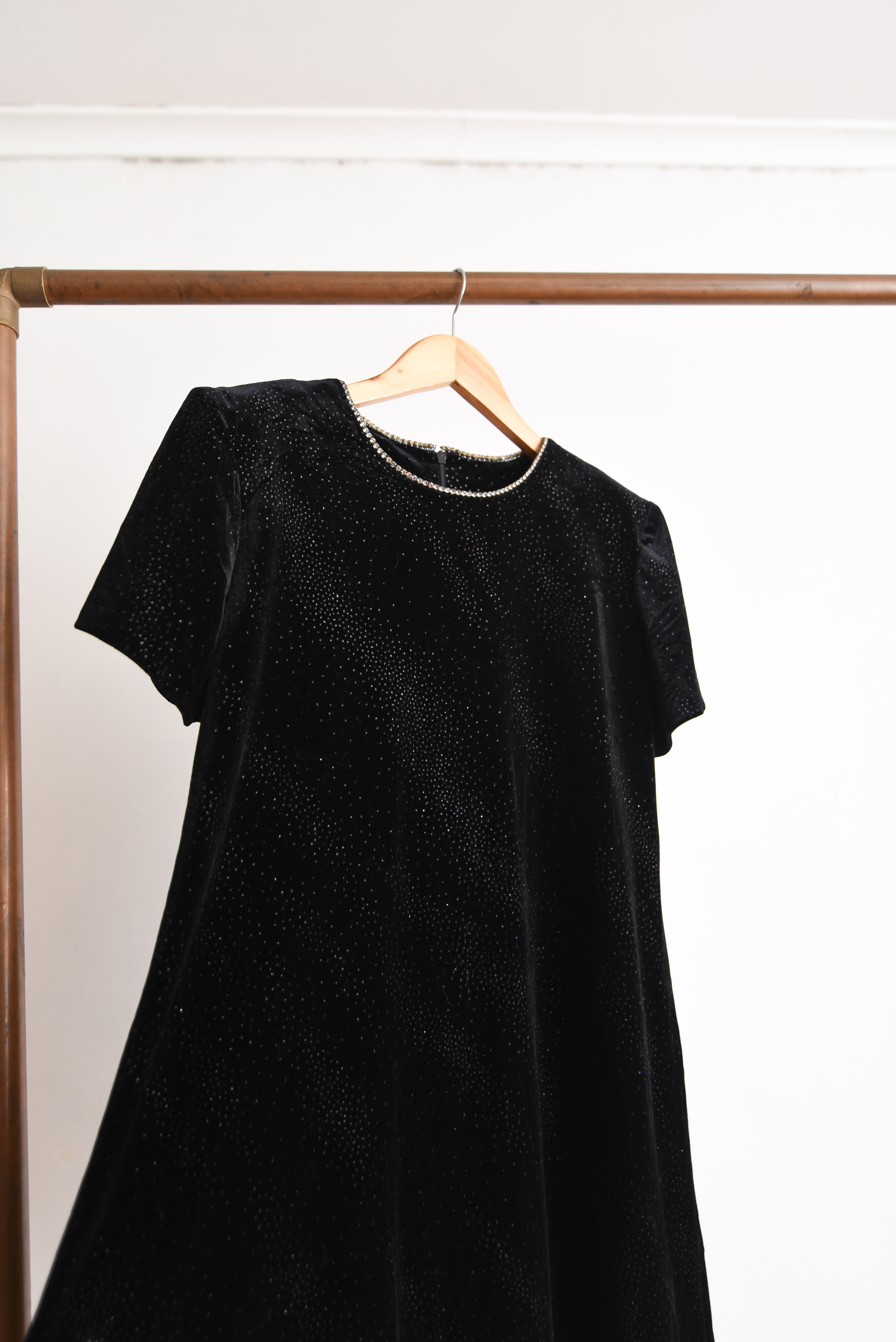 Vestido black velvet 90s