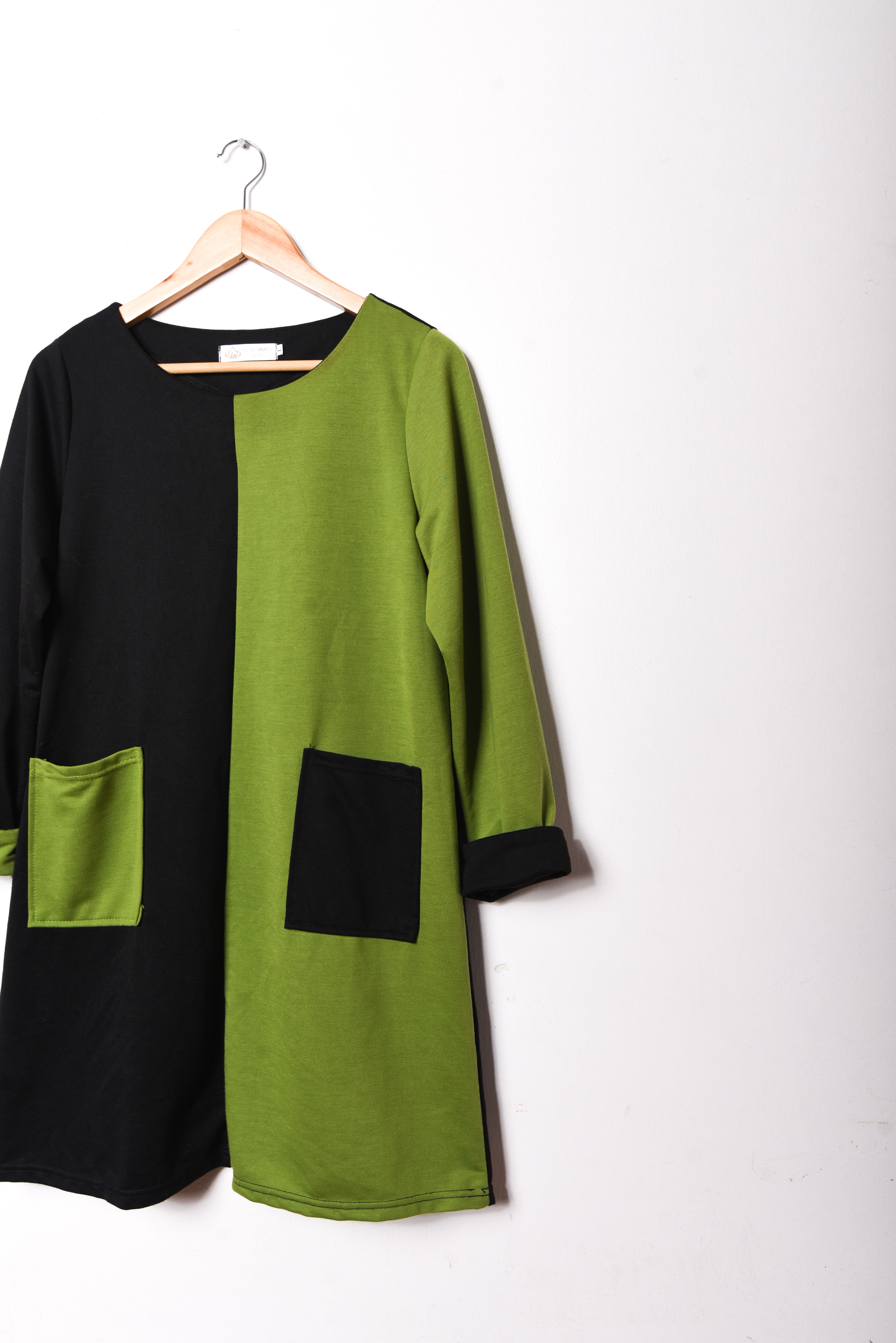 Vestido bicolor black&green
