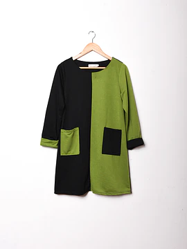 Vestido bicolor black&green