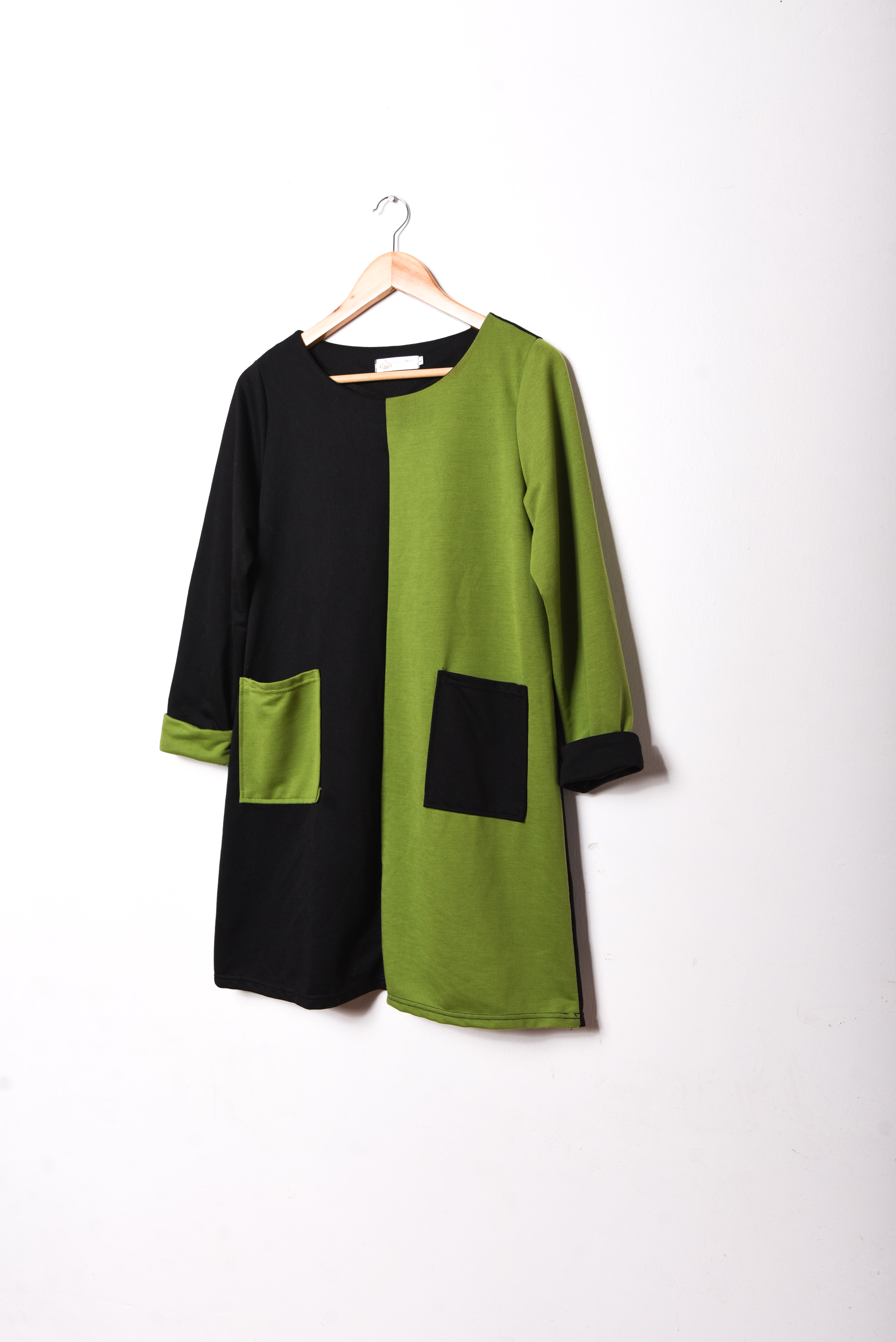 Vestido bicolor black&green