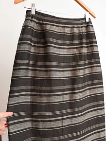 Maxi falda café lino rayada vintage