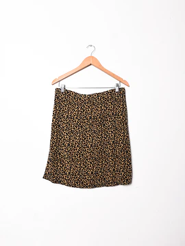 Falda café animal print