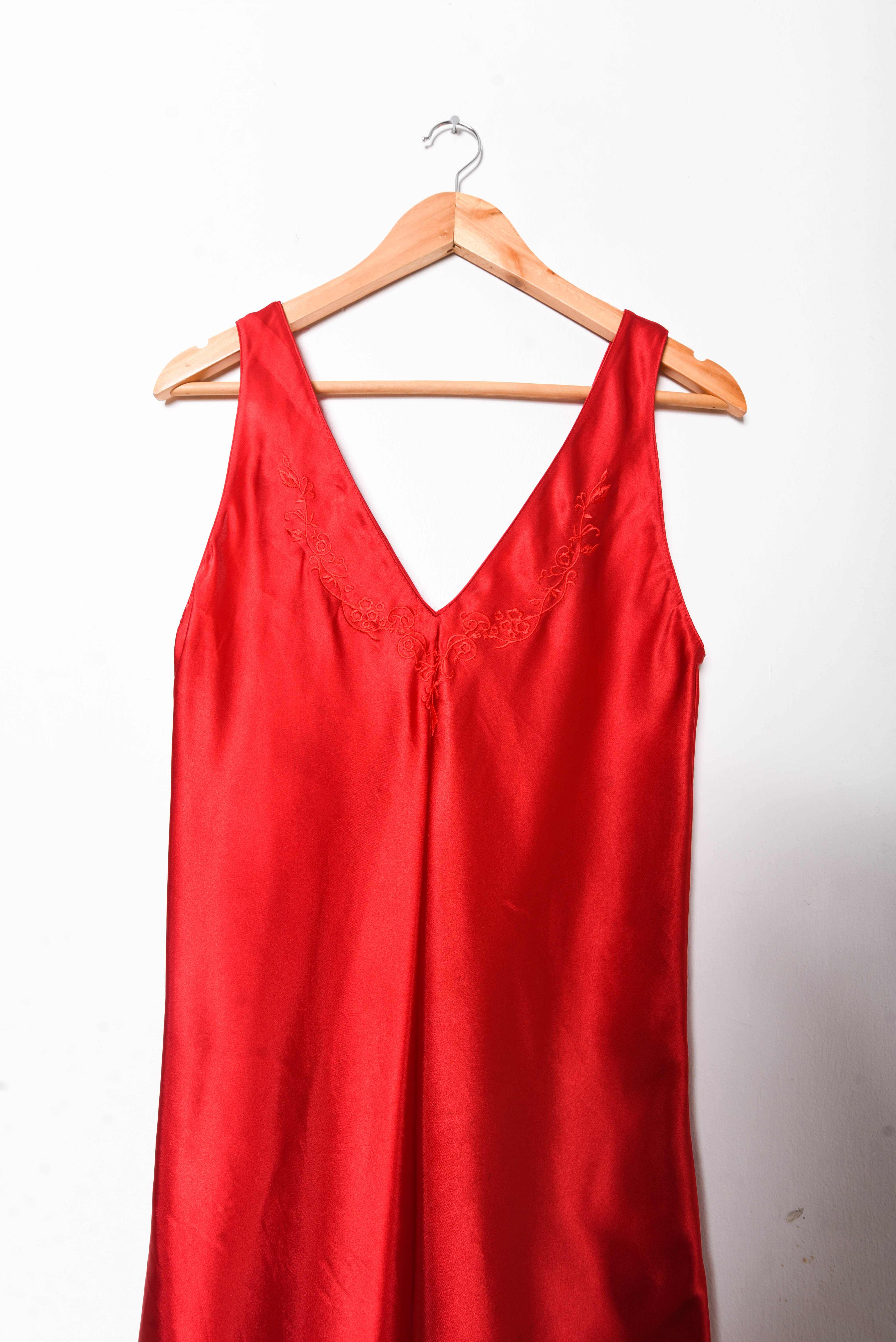 Vestido lencero rojo satín vintage