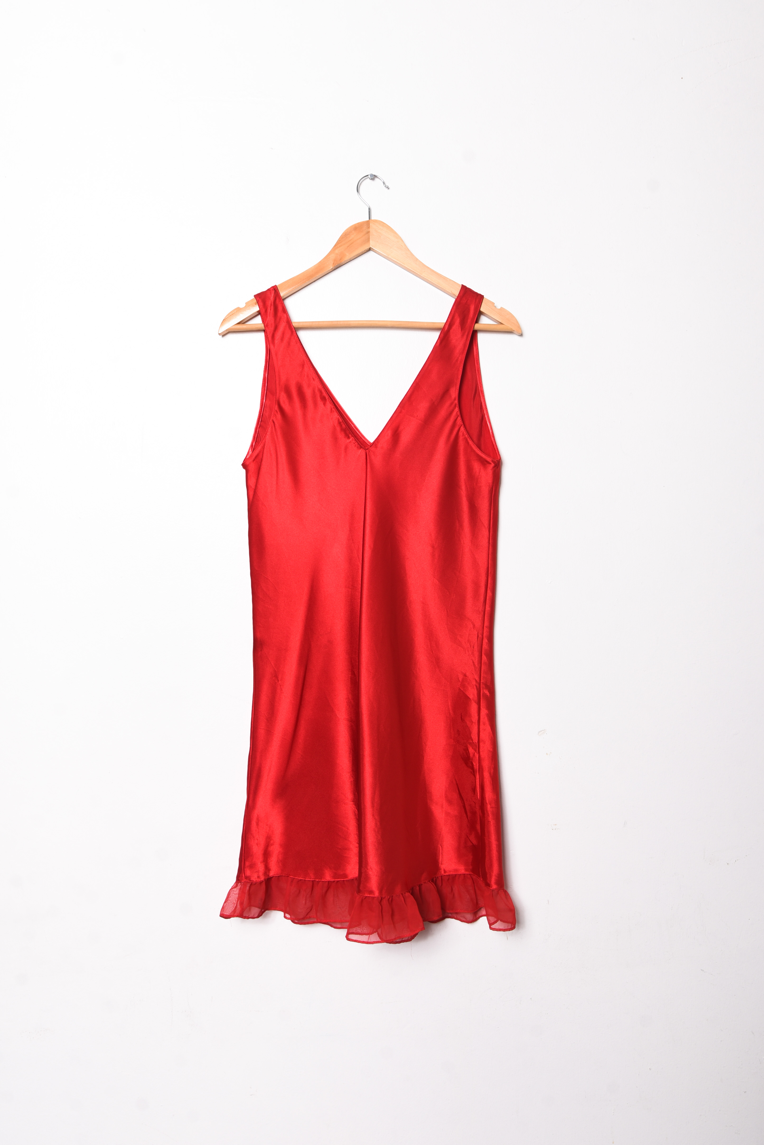 Vestido lencero rojo satín vintage