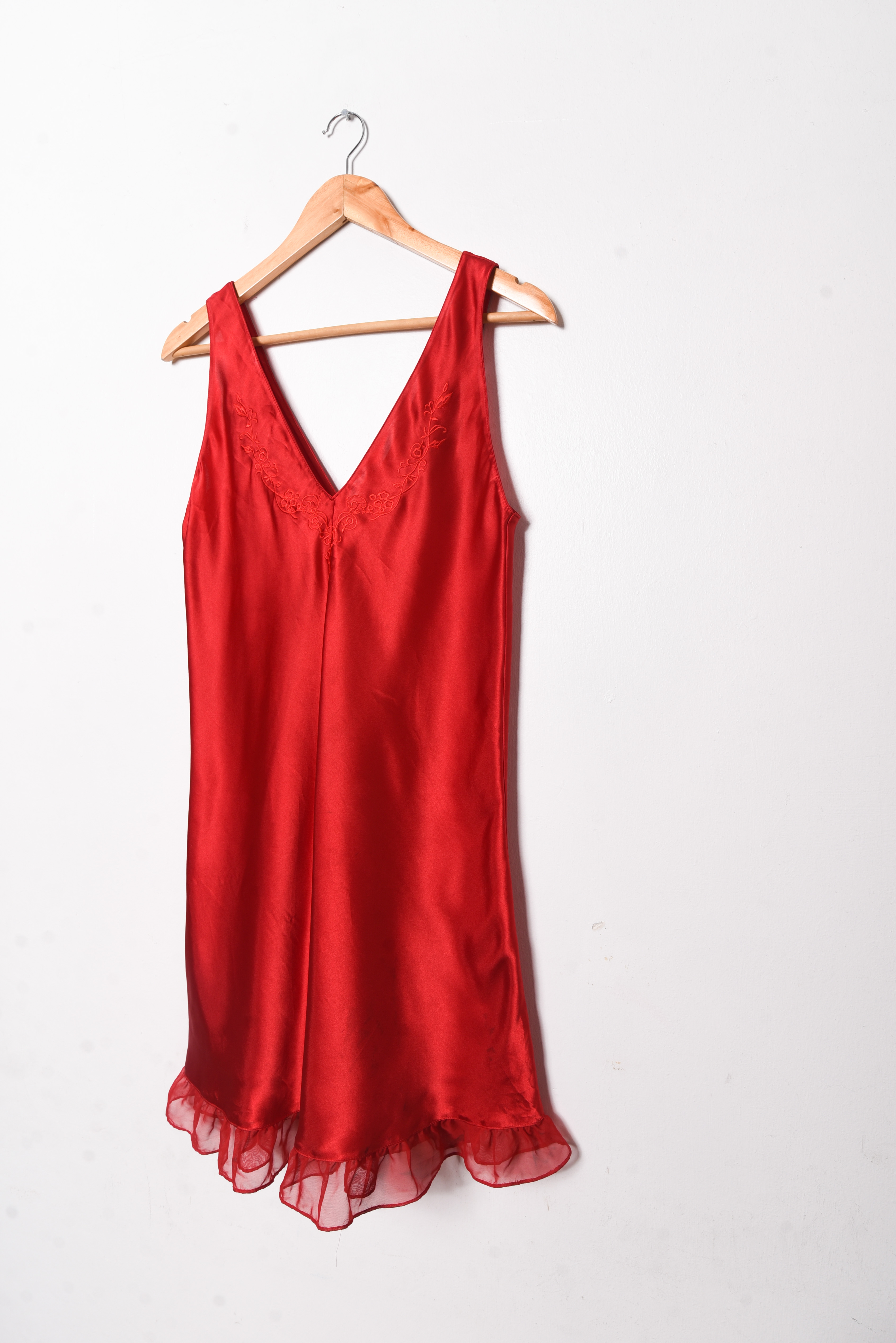 Vestido lencero rojo satín vintage