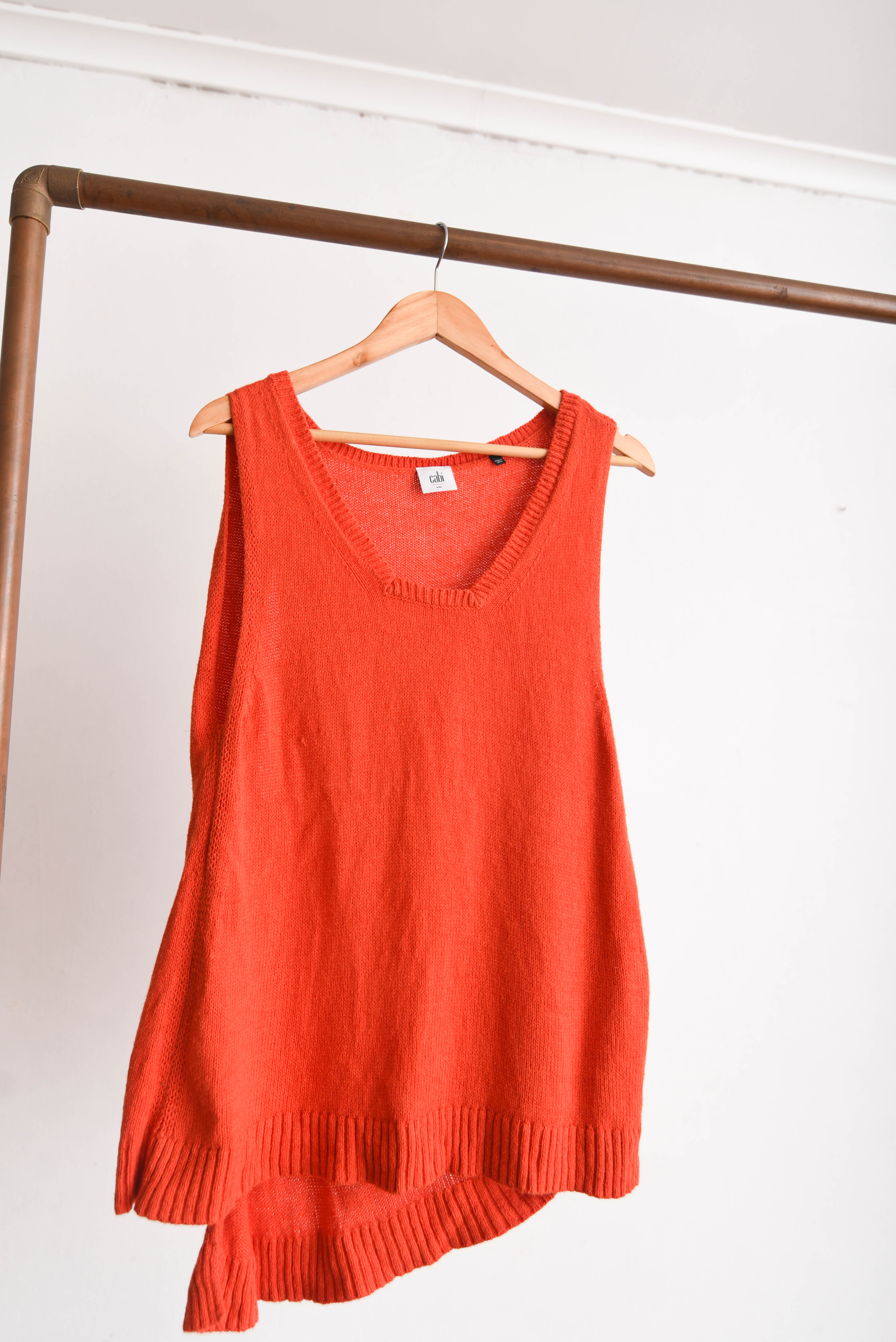 Top tejido naranjo cotton lino