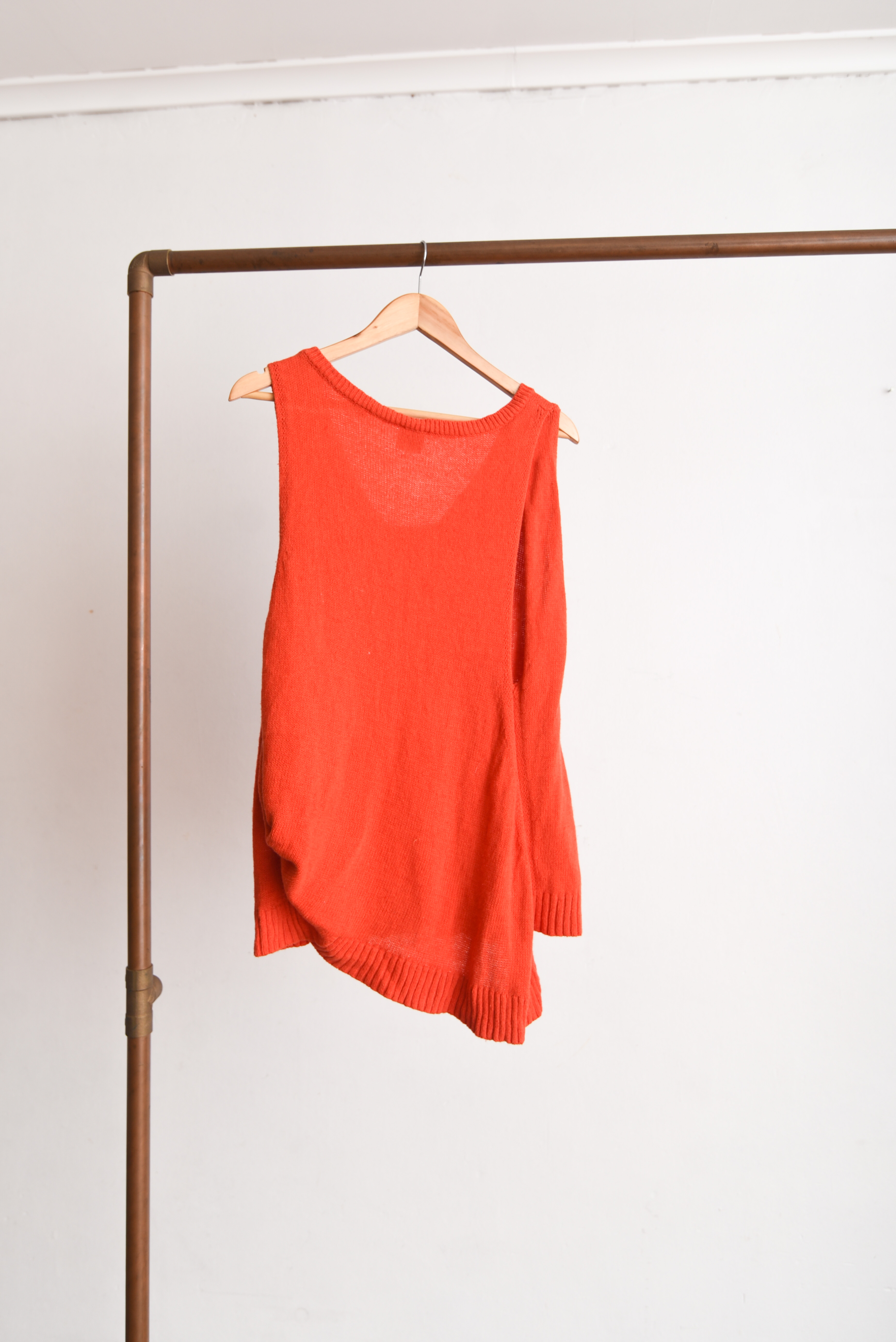 Top tejido naranjo cotton lino