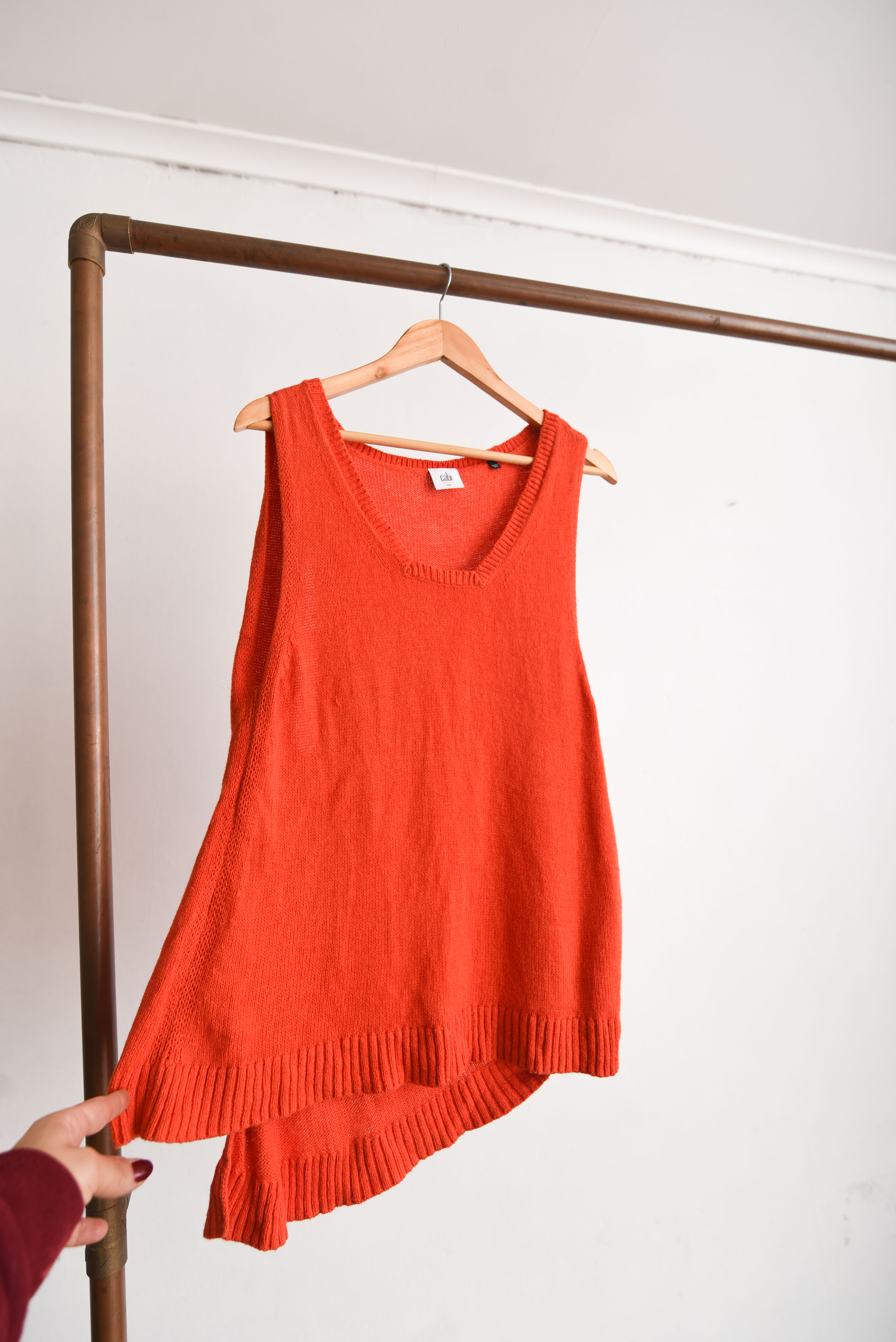 Top tejido naranjo cotton lino