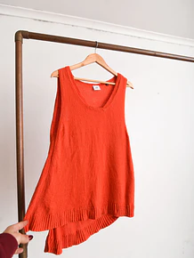 Top tejido naranjo cotton lino