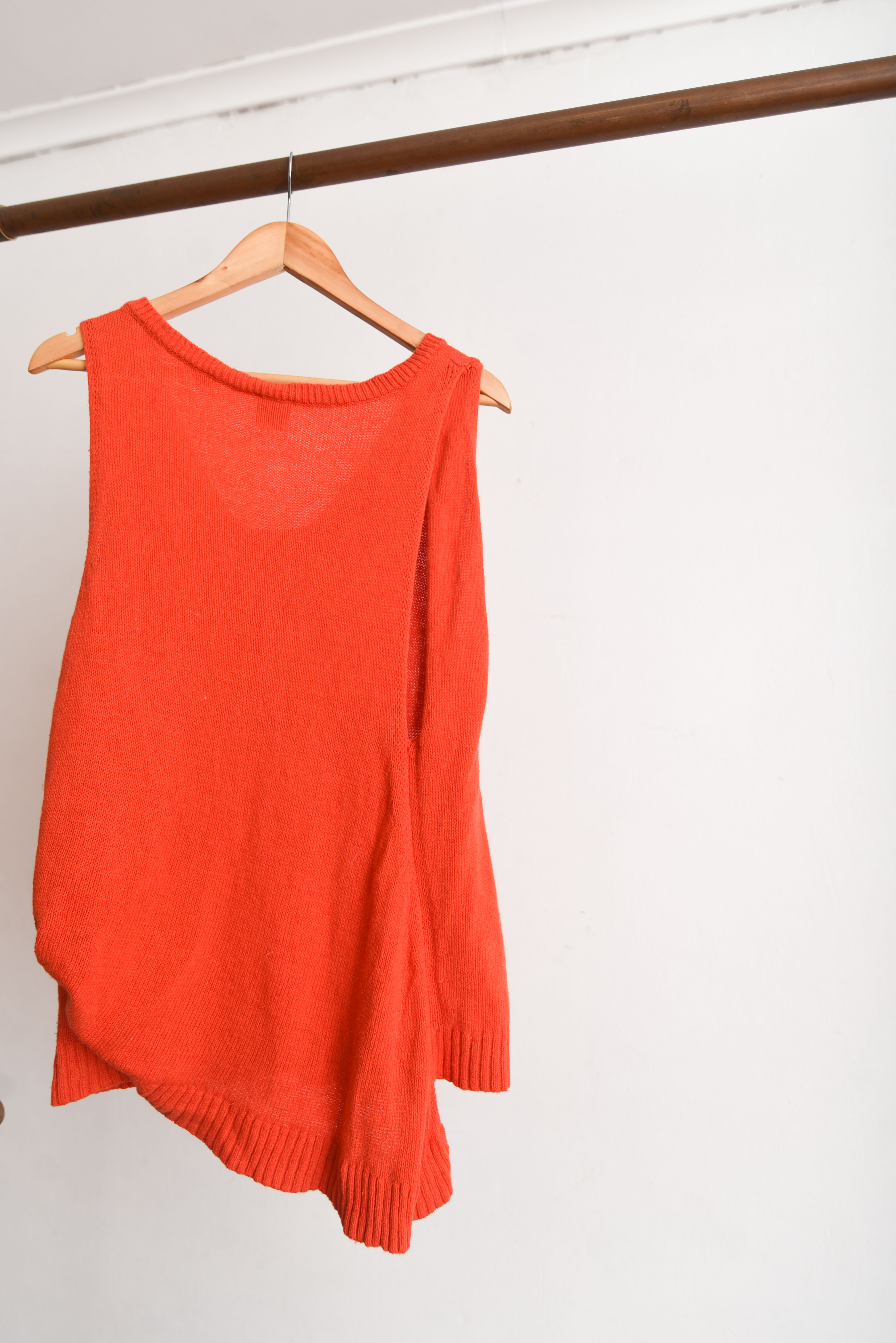 Top tejido naranjo cotton lino