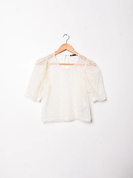 Blusa mesh marfil dots