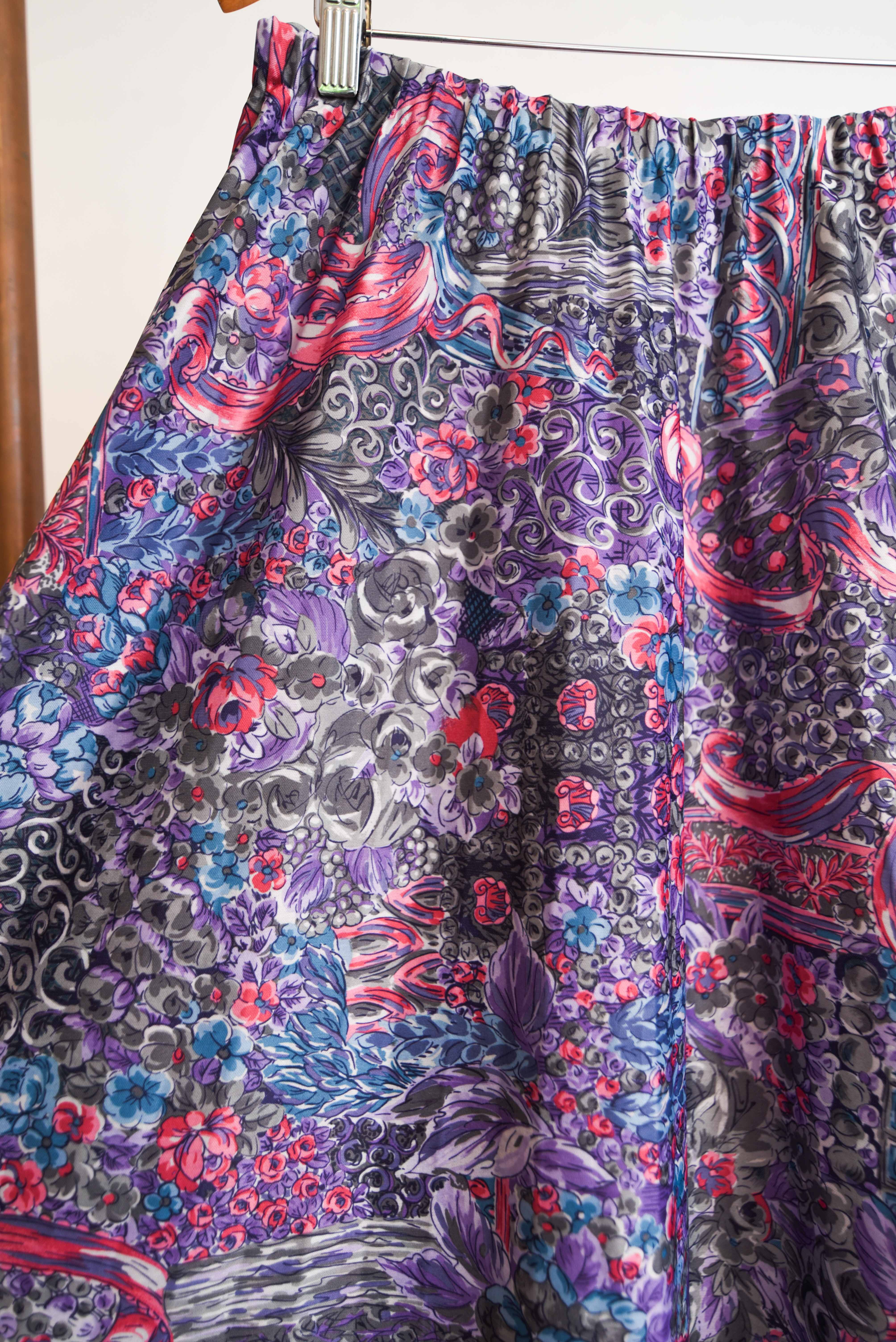 Falda midi floral baroque vntg