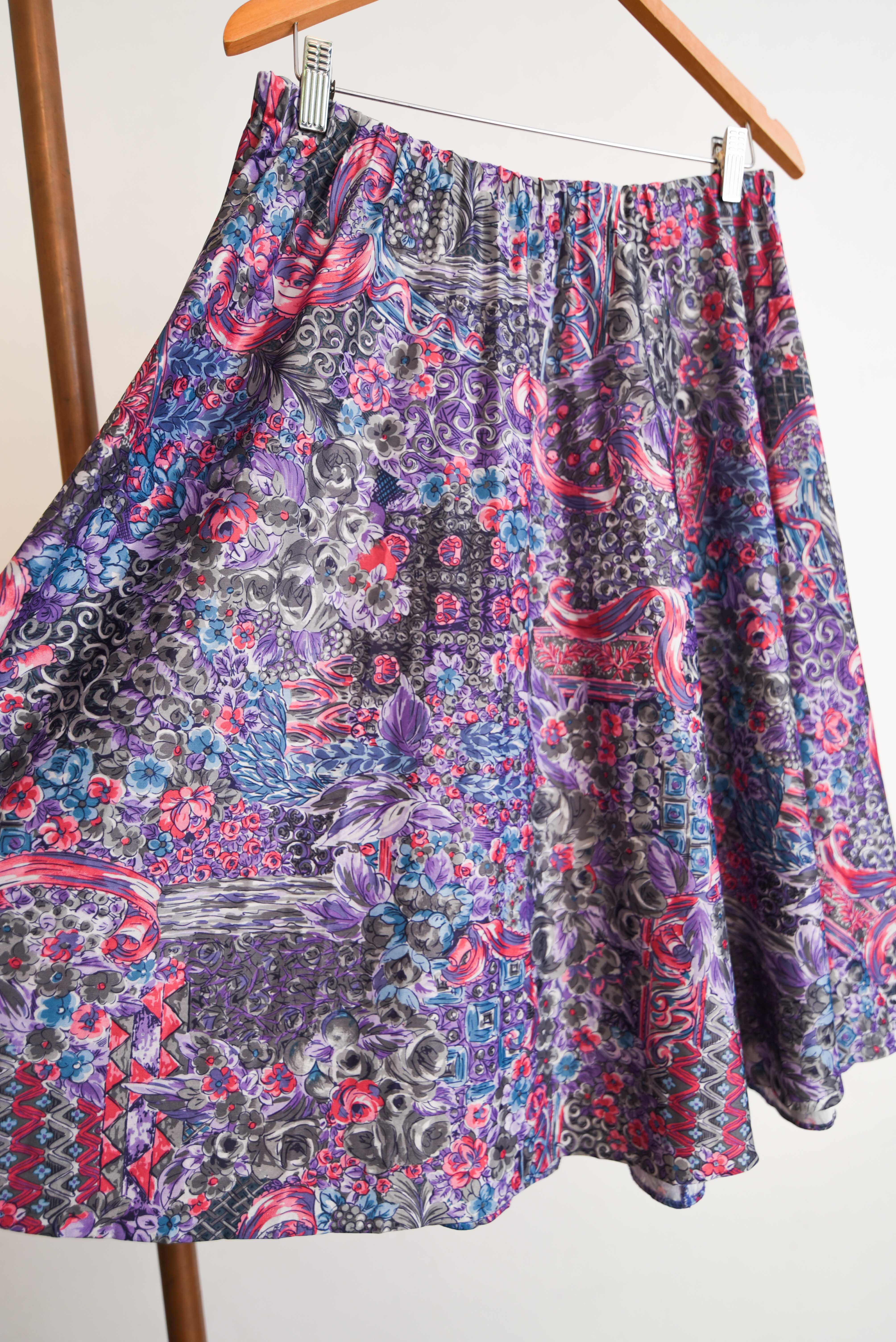 Falda midi floral baroque vntg