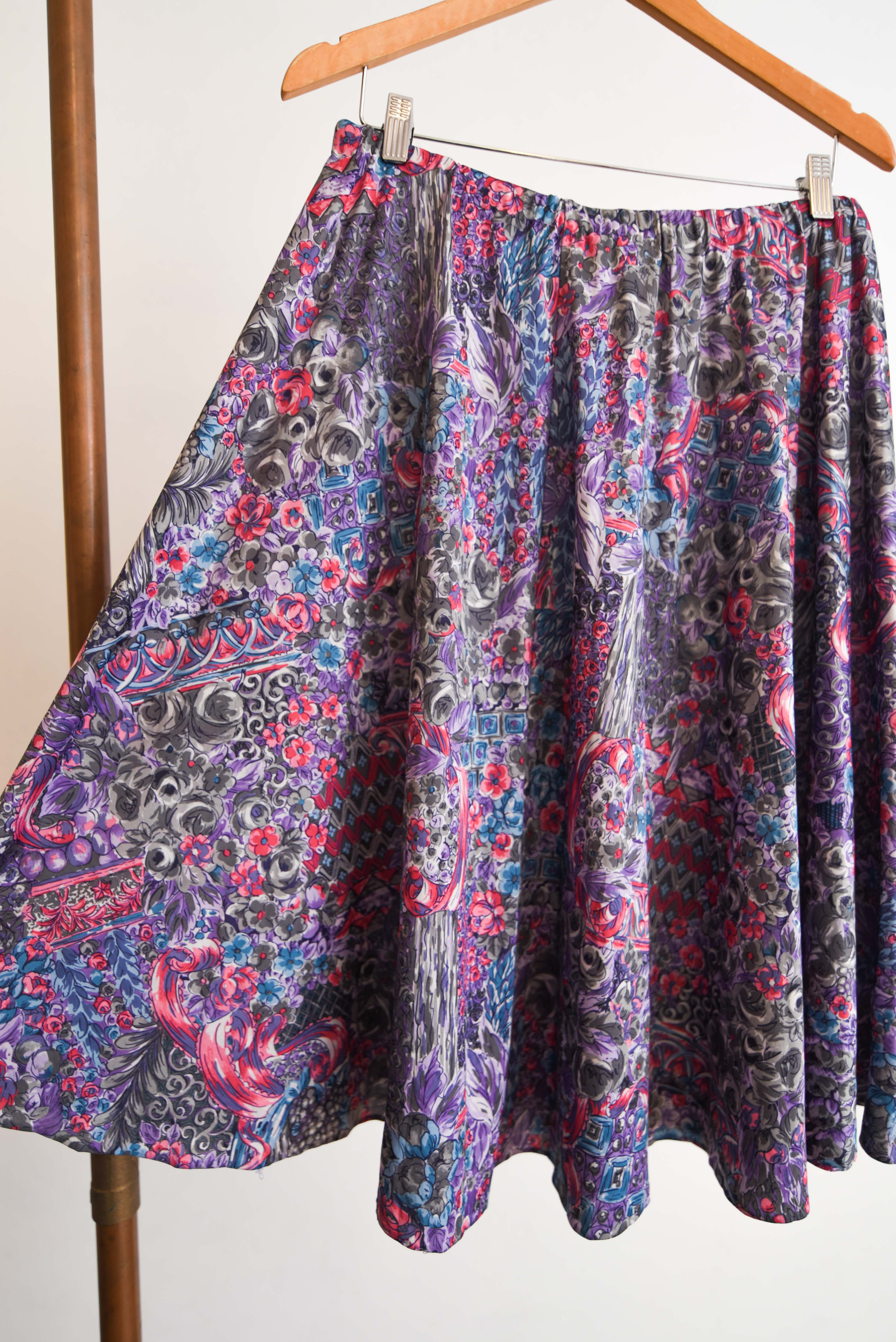 Falda midi floral baroque vntg