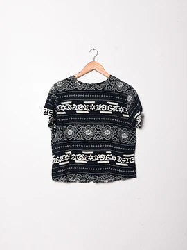 Blusa navy folky vintage