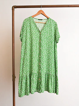 Vestido camisero verde floral