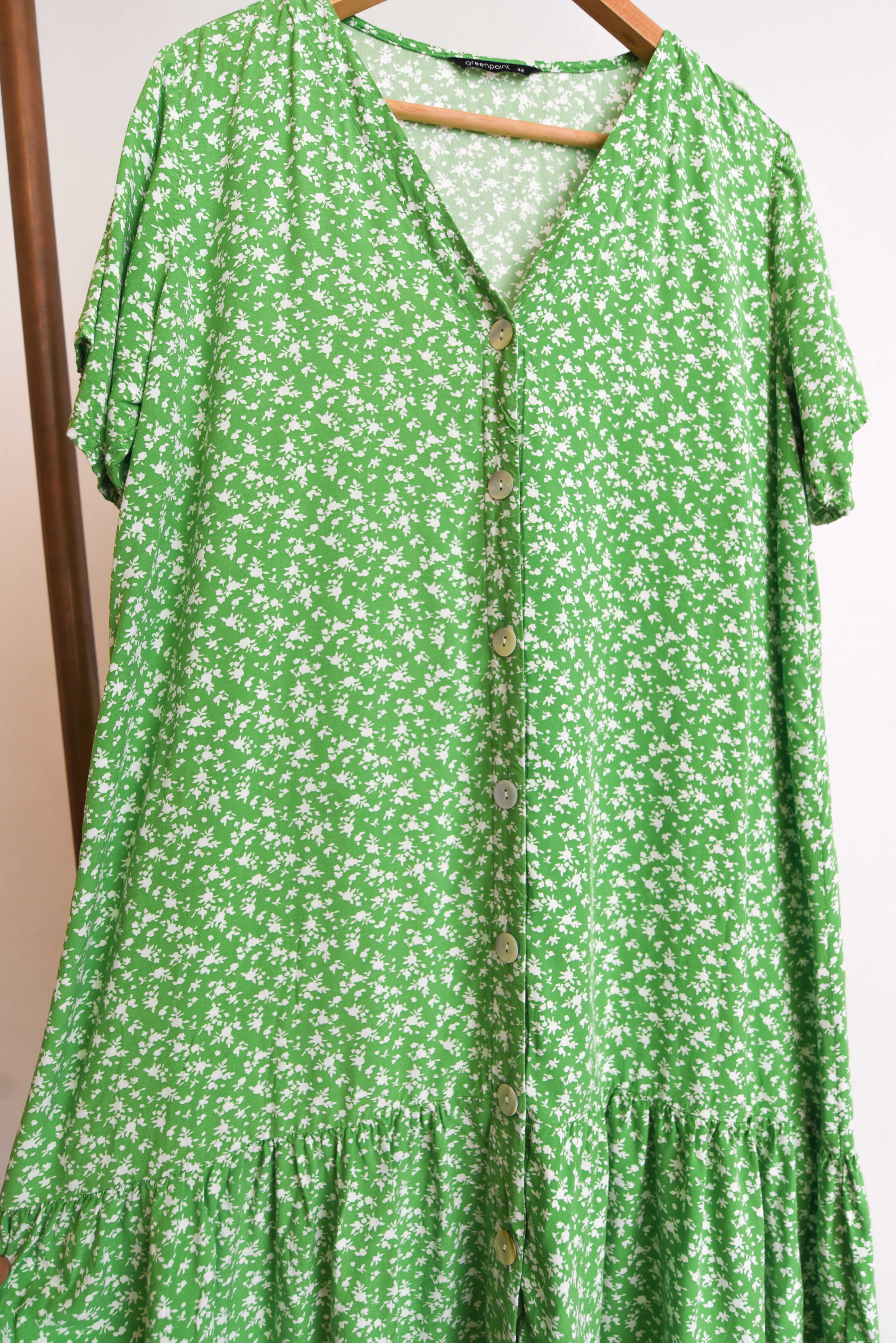 Vestido camisero verde floral