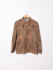 Blusa café y verde ondas