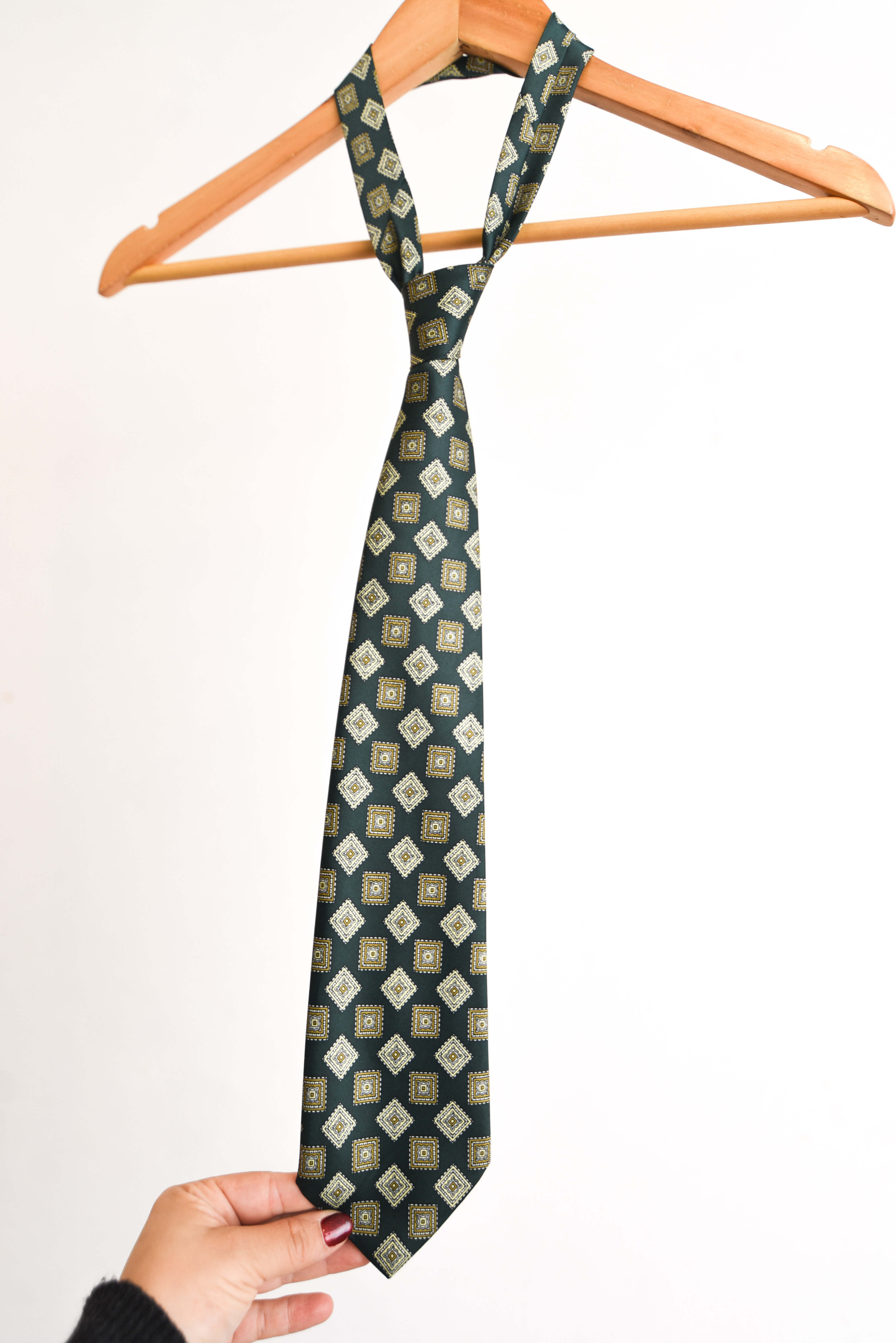 Corbata seda vintage brocato green