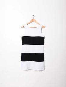 Vestido b&w franjas 90s
