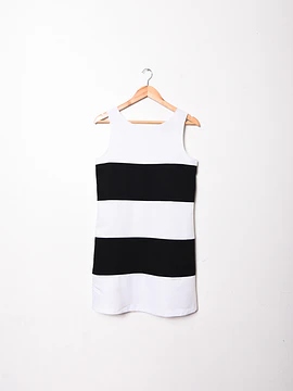 Vestido b&w franjas 90s