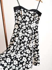 Vestido solera floral 90s b&w