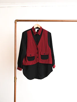 Blusa negra y burdeo vest vintage