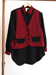 Blusa negra y burdeo vest vintage