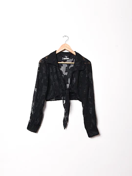 Blusa crop negra taslucida 90s