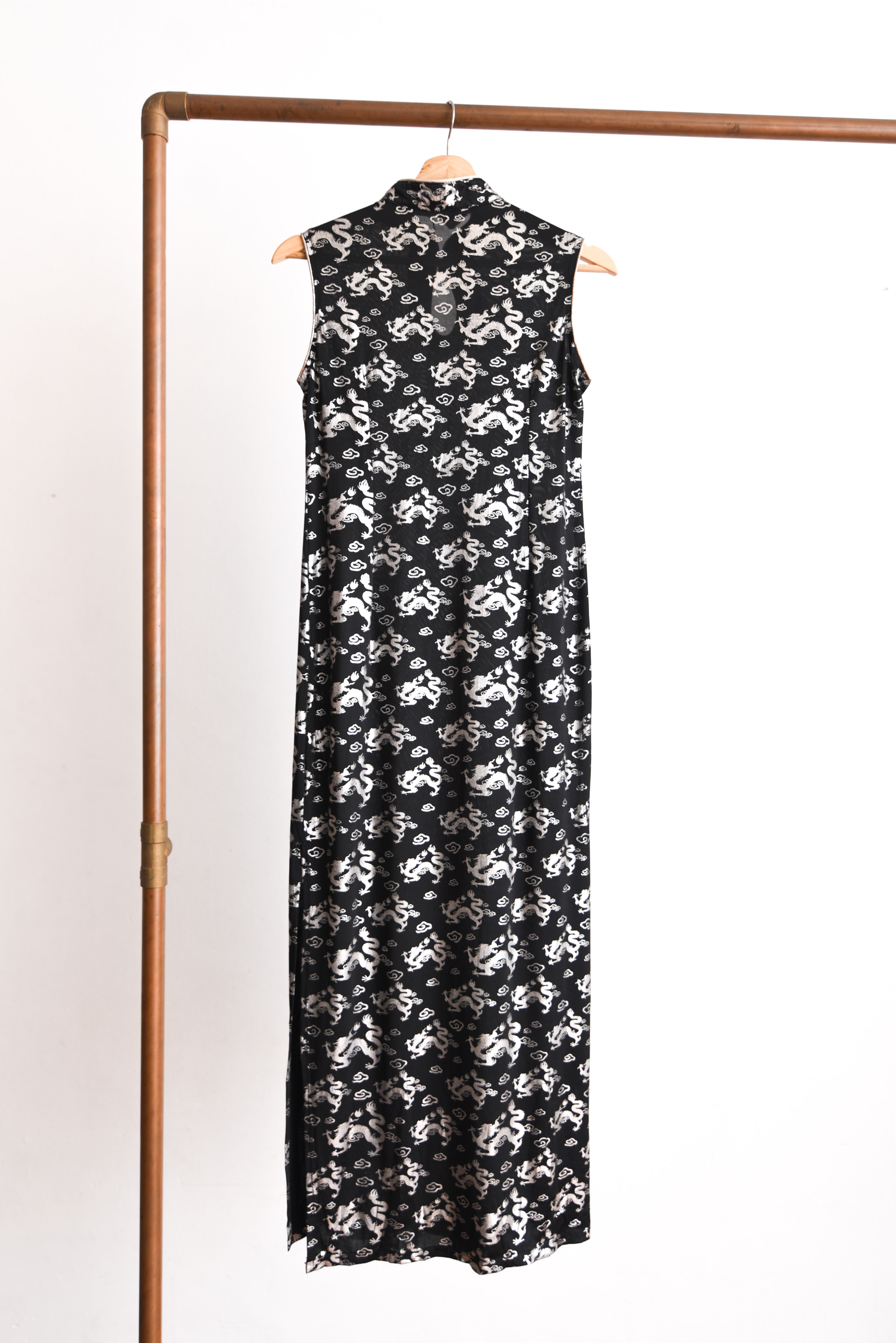 Maxi vestido qipao dragones