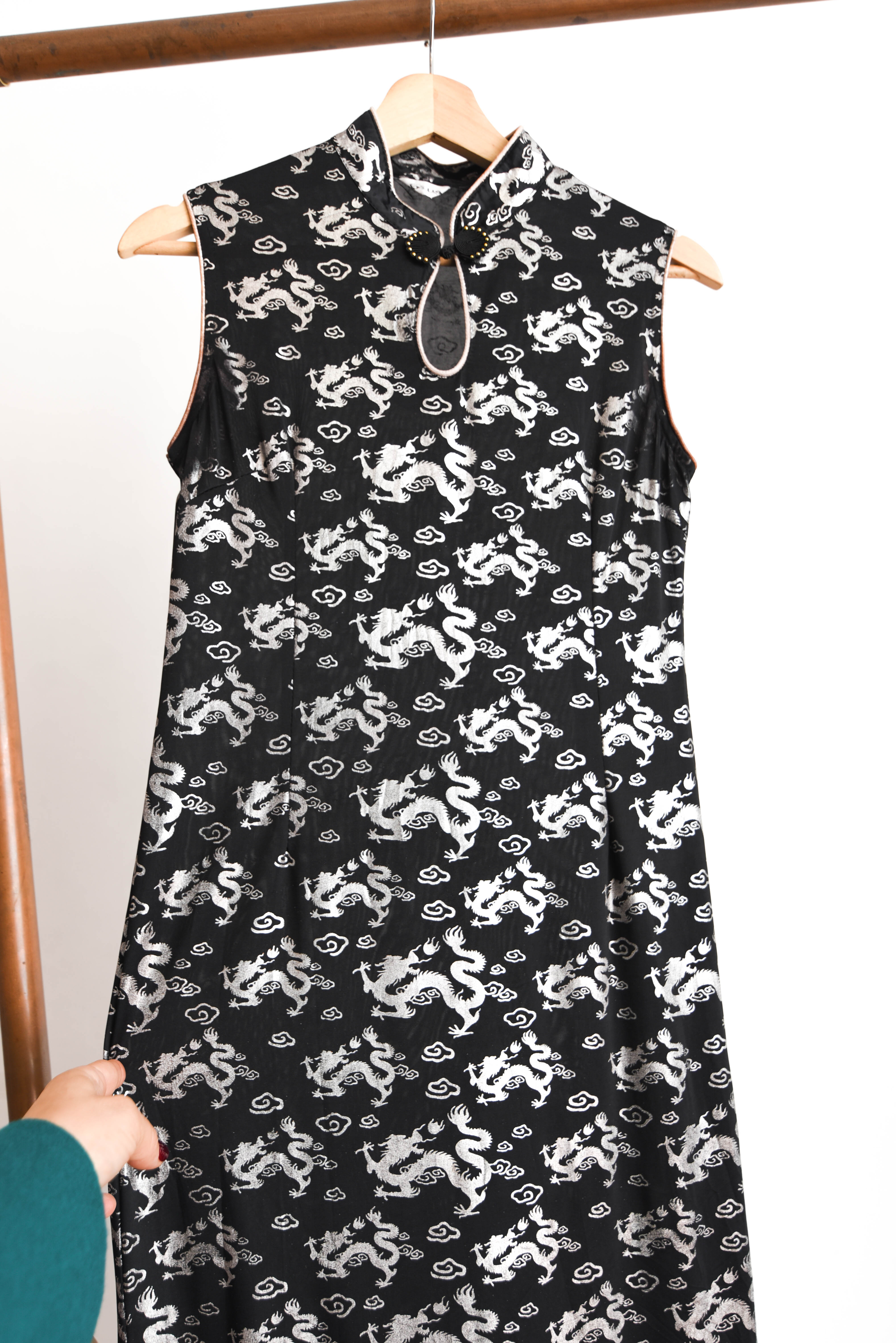 Maxi vestido qipao dragones