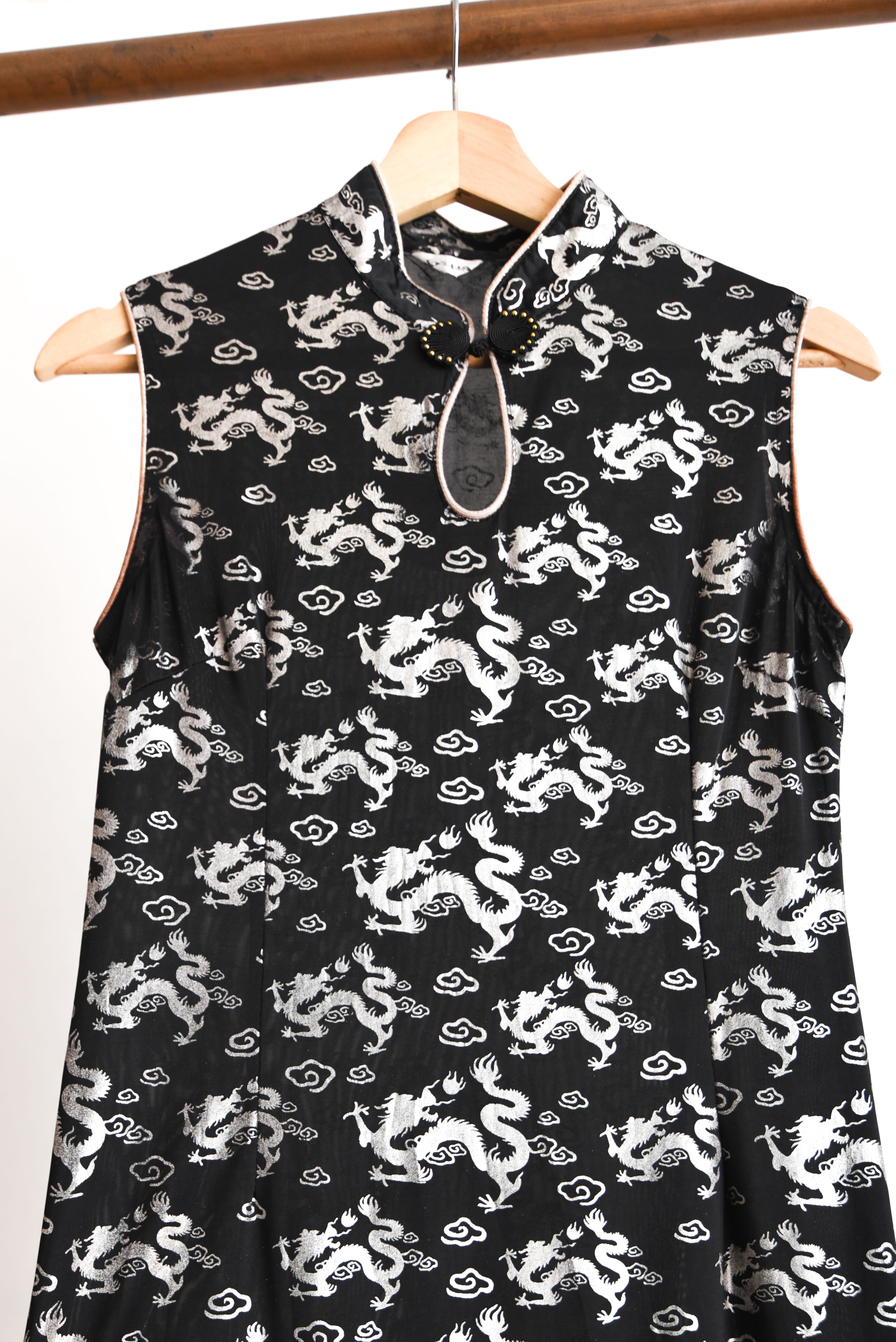 Maxi vestido qipao dragones