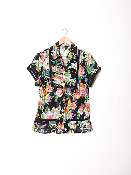 Blusa floral y2k plisada