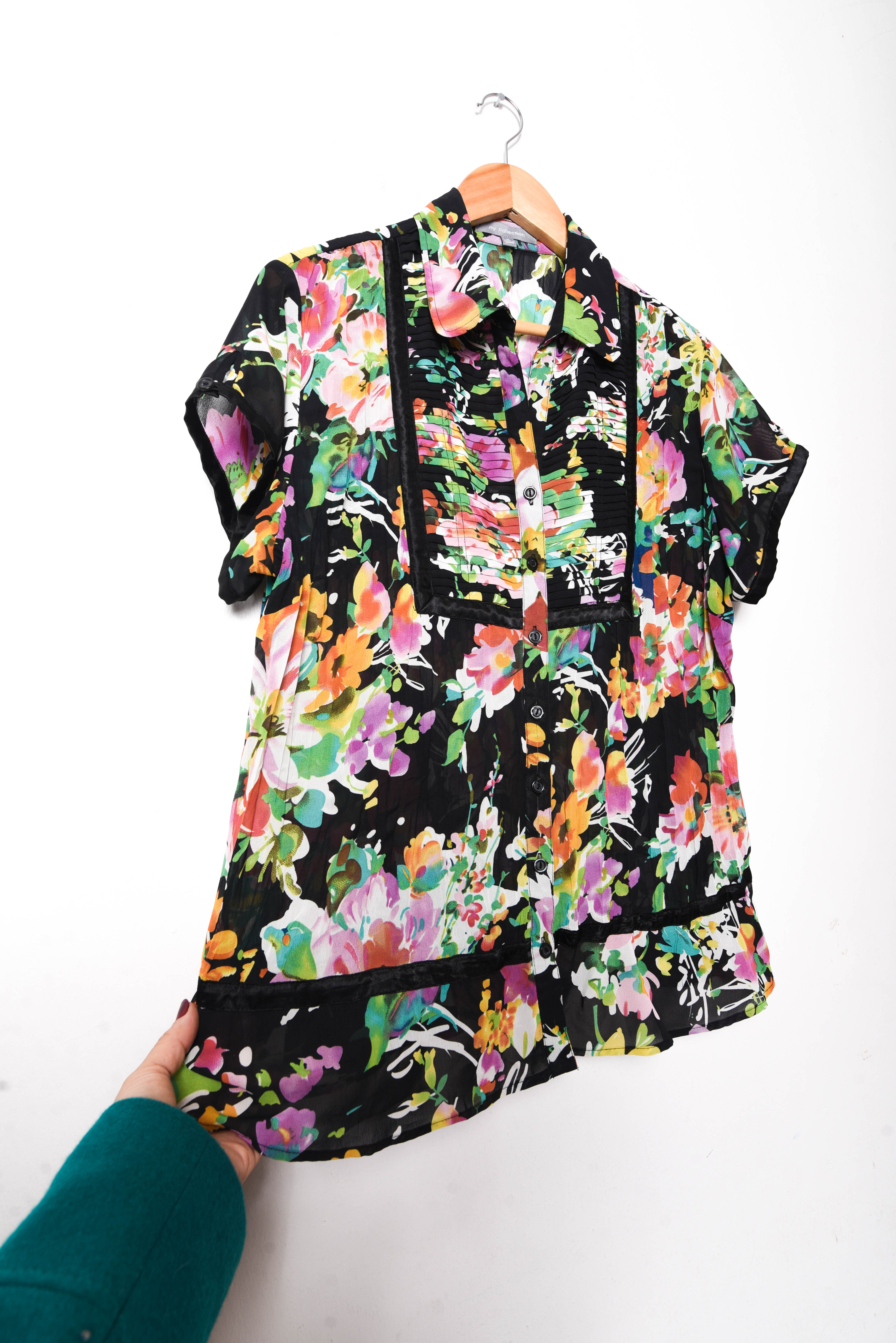 Blusa floral y2k plisada