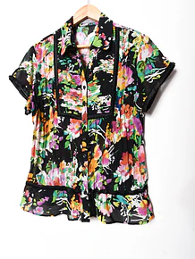 Blusa floral y2k plisada