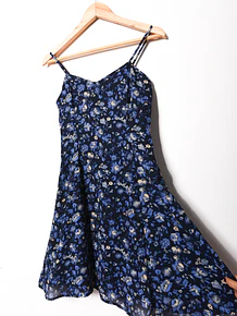 Vestido azul solera floral 90s